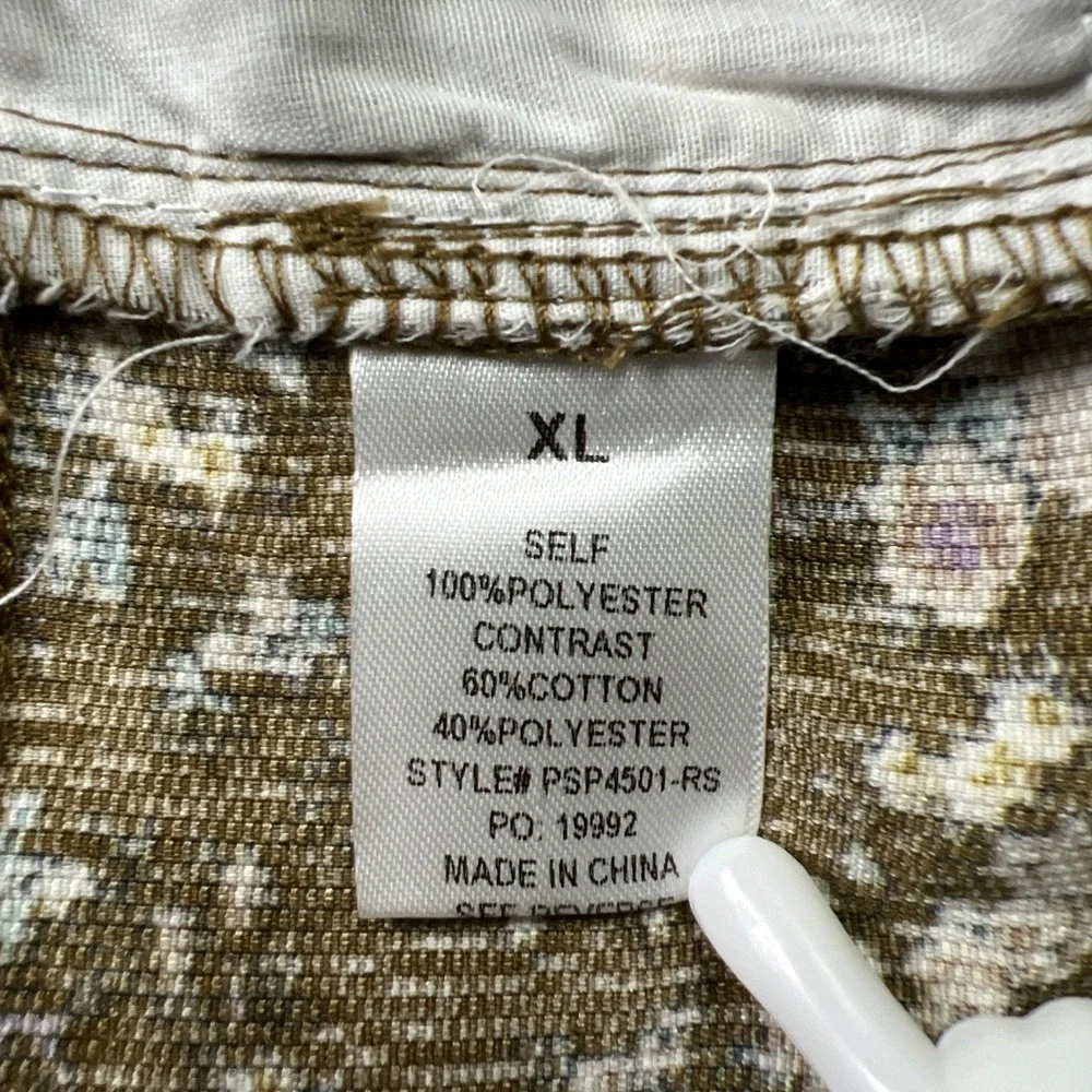 Polagram Corduroy Pants Womens XL Multi Ditsy Floral Cotton Wide Leg High Rise